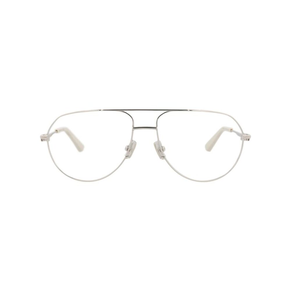 Bottega Veneta Aviator-Frame Metal Optical Frames Silver Unisex-Adult